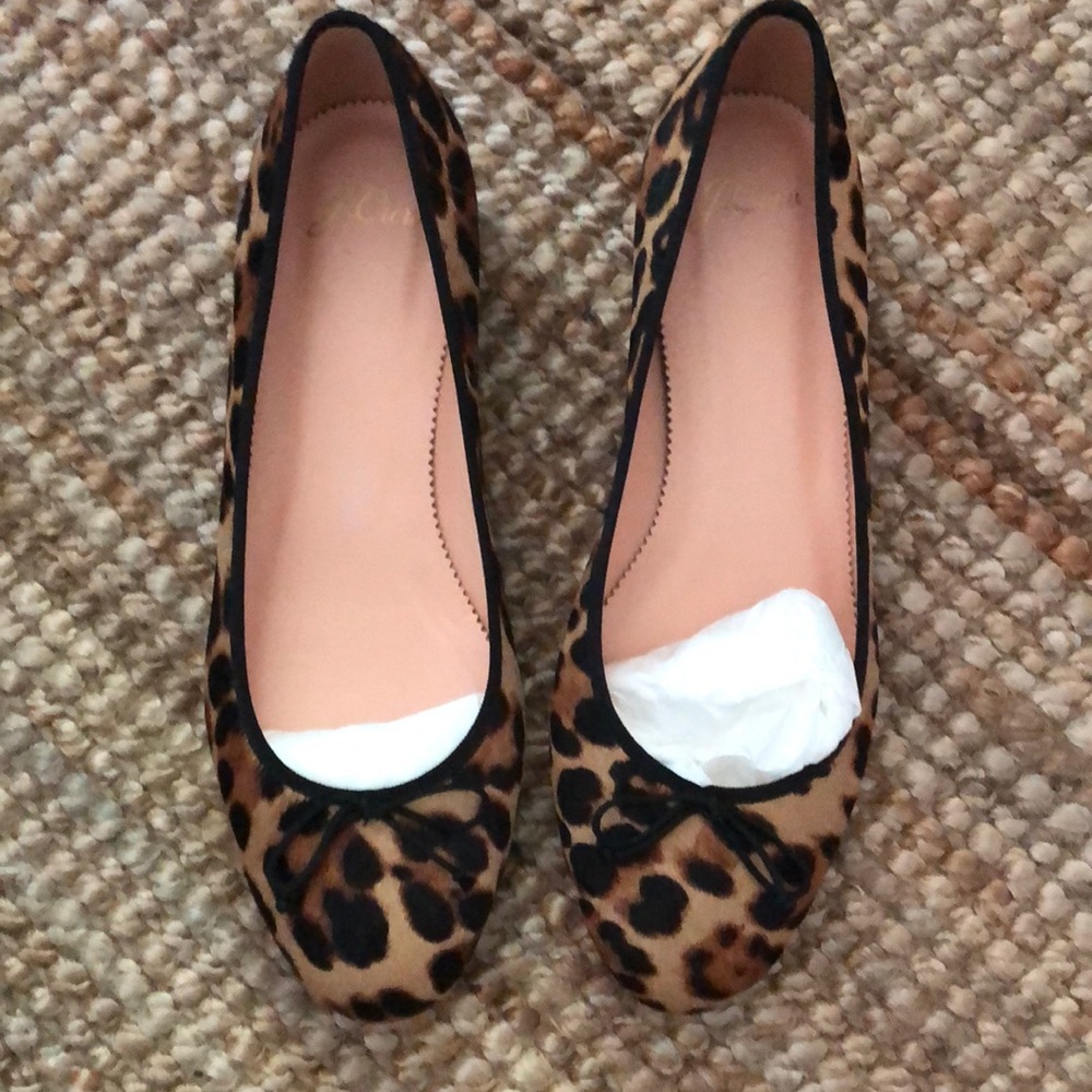 JCrew leopard hair calf Kiki classic ballet shoe